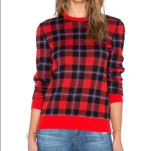 EQUIPMENT femme tartan plaid wool sweater sz S/M